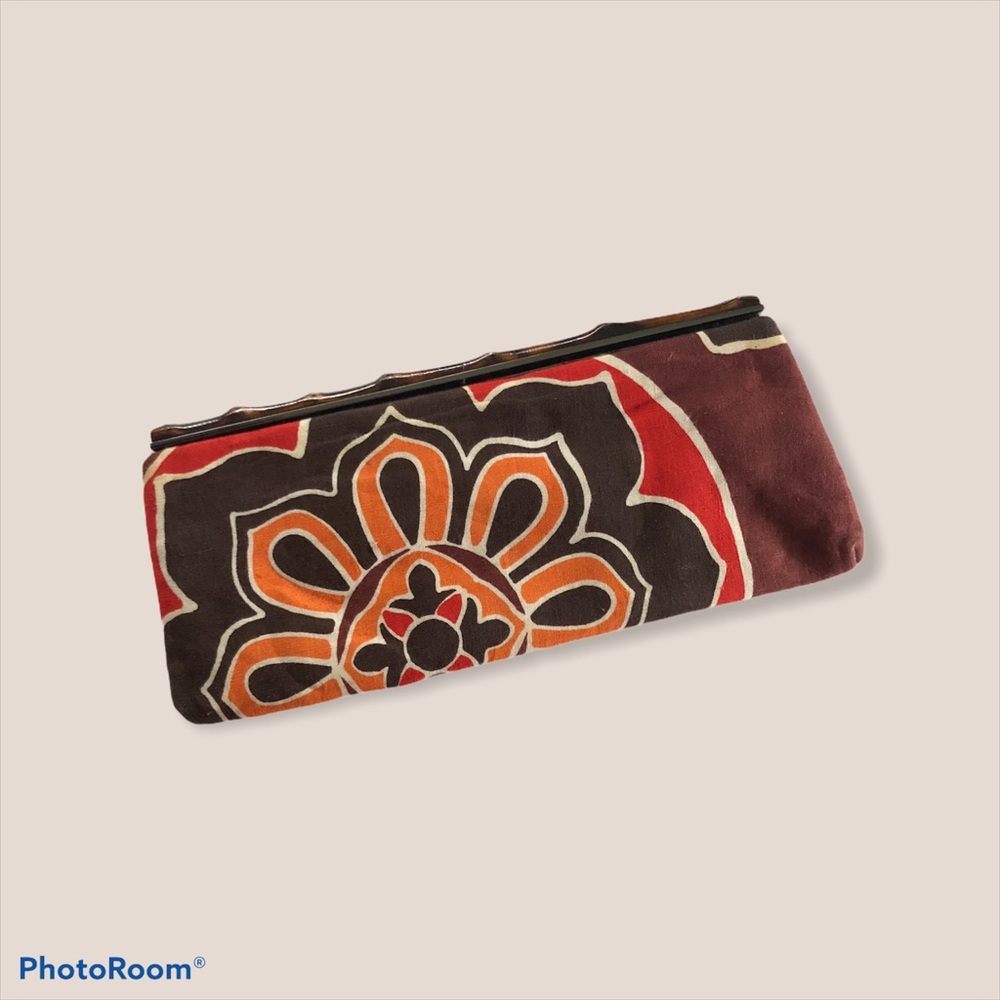 Banana Republic Floral Pattern Clutch in Brown, Orange, Red